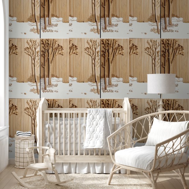 Papel Pintado arte de árboles y bosques abstractos (Niños)