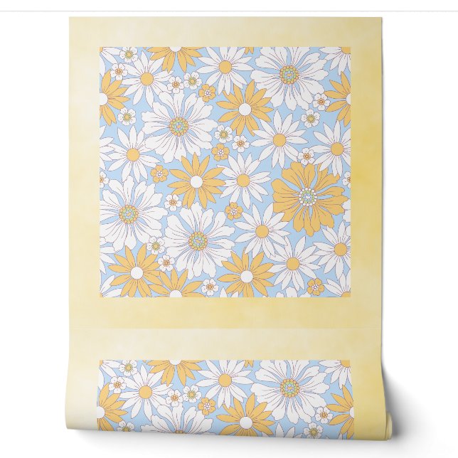Papel Pintado arte de flor de campo amarillo (Desenrollar)