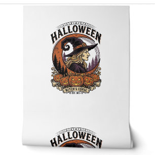 Papel Pintado Arte de grabado de luna de calabaza de Halloween d