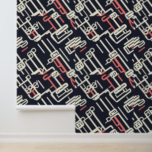 Papel Pintado Arte de línea tecnológica minimalista en tonos pas