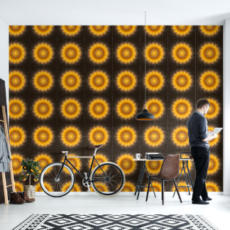 Papel Pintado Arte de Mandala de Girasol Geométrico