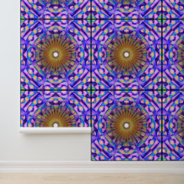 Papel Pintado Arte de Mandala Floral Colorido Cuántico Patrón 