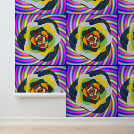 Papel Pintado Arte de Mandala Floral Colorido Diseño Cuántico