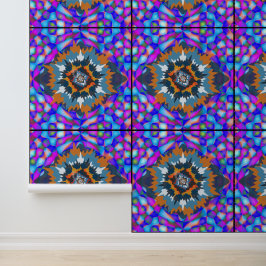 Papel Pintado Arte de Mandala Floral Colorido Resplandeciente Ab