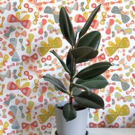 Papel Pintado Arte de mariposa pastel rosa verde azul