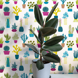 Papel Pintado Arte de planta de casa suculenta cactus