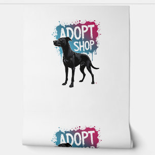 Papel Pintado Arte de rescate de graffiti de perro vintage Adopt