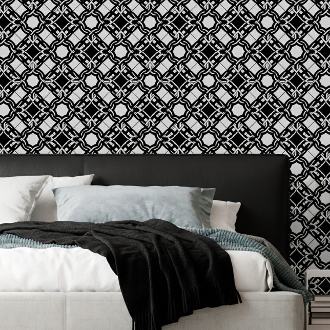 Papel Pintado Arte Deco entrelazado negro y blanco (Subido por el creador)