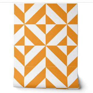 Papel Pintado Arte Deco Geométrico Naranja Quemado