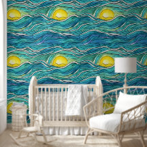 Arte dibujado a mano de Guay Azul océano Sol veran