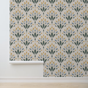 Papel Pintado Arte floral botánico folk elegante