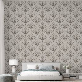 Papel Pintado Arte Floral Deco Elegante en Taupe Neutro