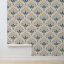 Papel Pintado Arte Floral Elegante Art Deco Botánico Folk