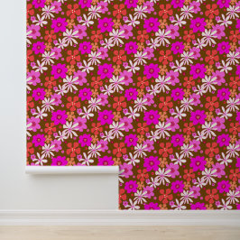Papel Pintado Arte floral retro con patrón diagonal