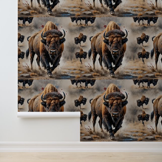 Papel Pintado Arte nativo americano de Bison (Solicitud)