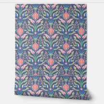 Arte Nouveau Floral Rosa Pastel Azul