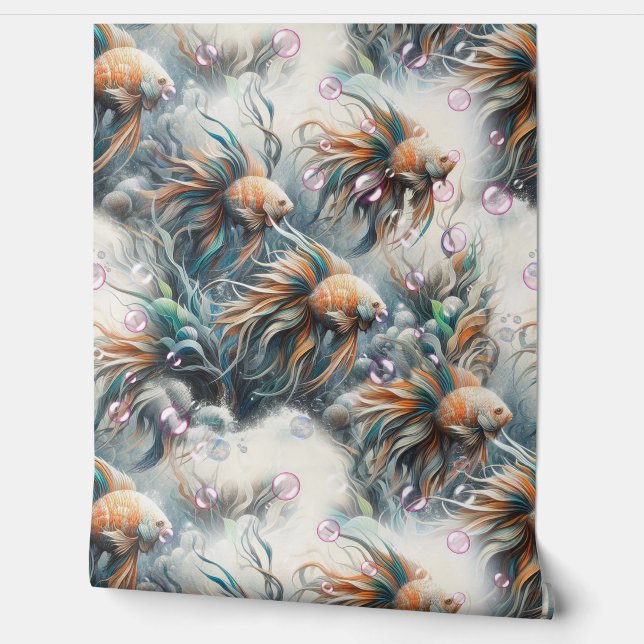 Papel Pintado Arte subacuático de peces y corales en pinturas ac (Desenrollar)