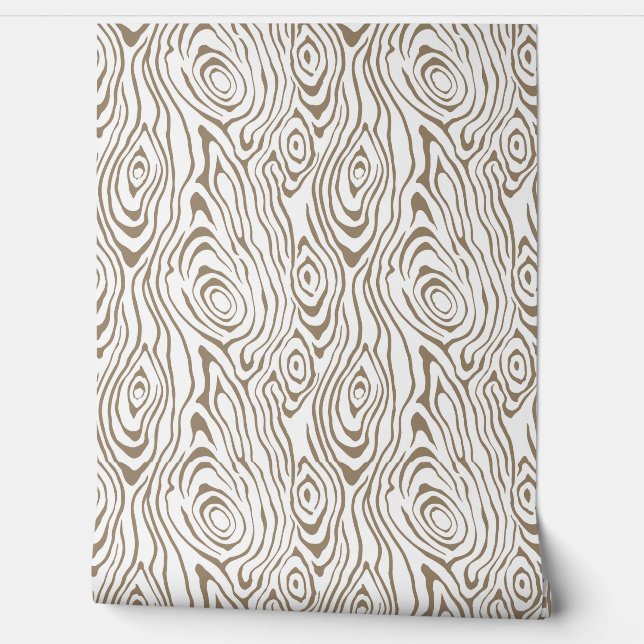 Papel Pintado Aspecto marrón y madera blanca (Desenrollar)