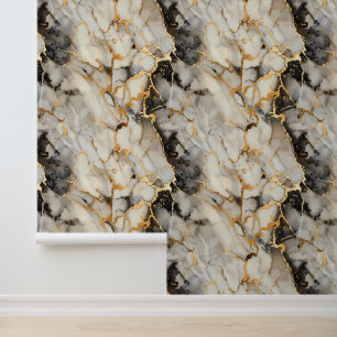 Papel Pintado Aspecto metálico dorado marrón neutro