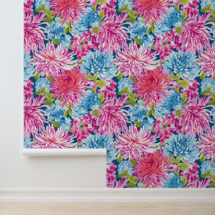 Papel Pintado Asters de primavera y hojas