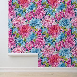 Papel Pintado Asters de primavera y hojas