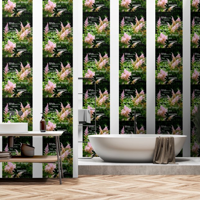 Papel Pintado Astilbe con Mark 10:27 (Baño)