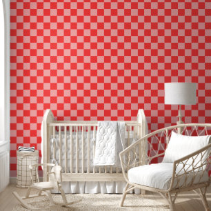 Papel Pintado Atractivo tablero de ajedrez rojo y rosa