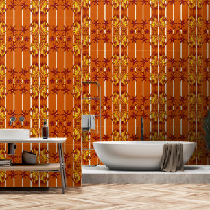 Papel pintado atrevido Art Déco en naranja
