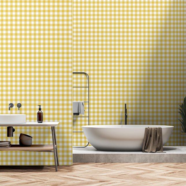 Papel Pintado Attractive Yellow Check Buffalo Plaid (Baño)
