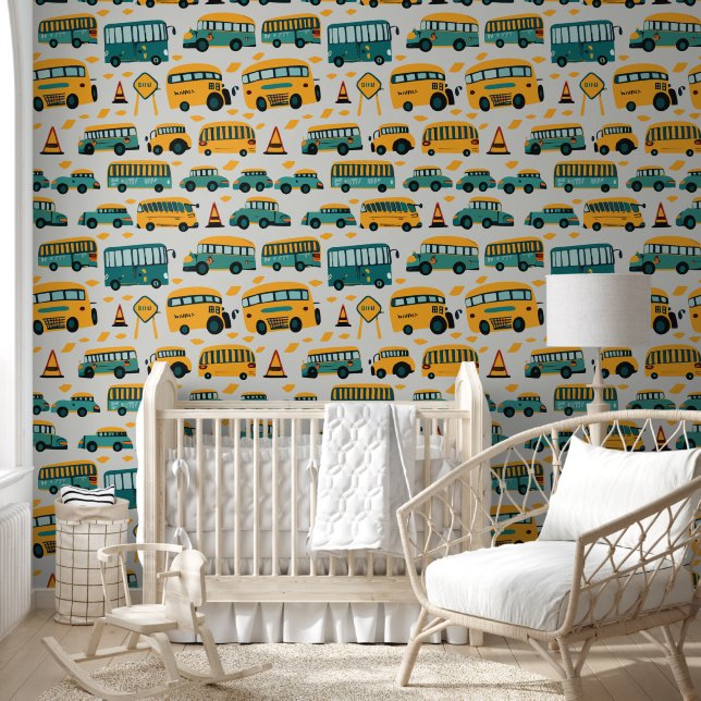 Papel Pintado Autobús escolar amarillo (Niños)