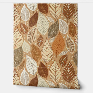 Papel Pintado Autumn Leaves Seamless Pattern   Warm Earth Tones