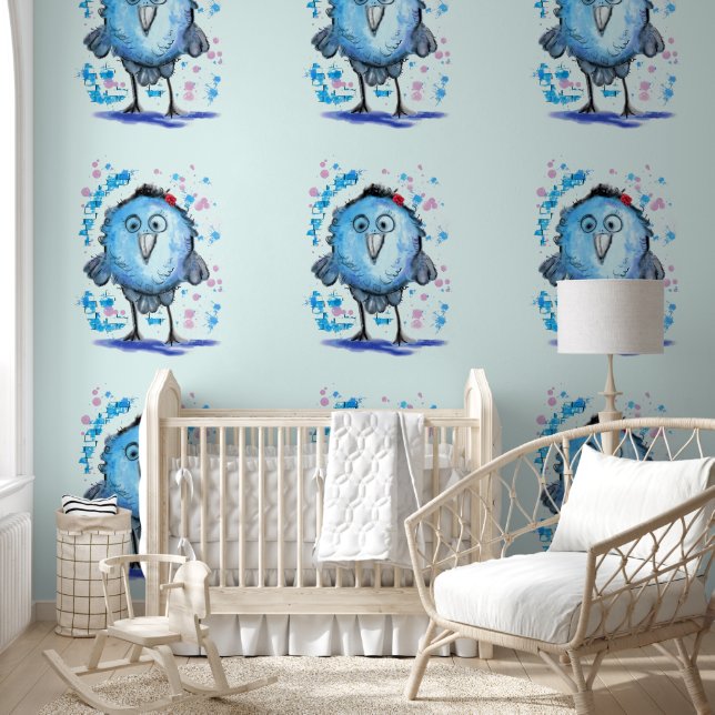 Papel Pintado Ave azul divertida (Niños)