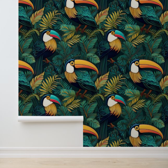 Papel Pintado Ave tropical de la Jungla Verde (Solicitud)