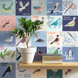 Papel Pintado Aves alrededor del mundo acuarela arte