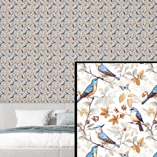 Papel Pintado Aves azules en tonos de otoño (Subido por el creador)