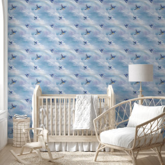 Papel Pintado Aves azules en vuelo