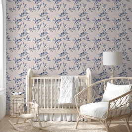 Papel Pintado Aves Azules Negrita Rosa Peel & Stick