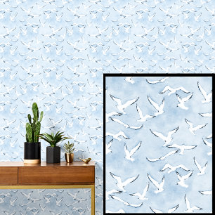 Papel Pintado Aves de gaviota blanca en el cielo azul