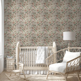 Papel Pintado Aves florales vintage en pasteles suaves