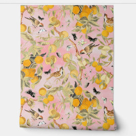 Papel Pintado Aves Vintage Tropicales En El Jardín De La Fruta C