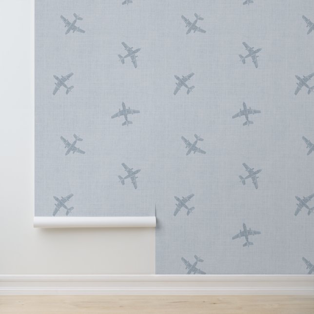Papel Pintado Avión azul Viaje Nursera de Bebé (Solicitud)