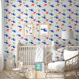 Papel Pintado Avión y nubes de color lindo, aviador de diversión