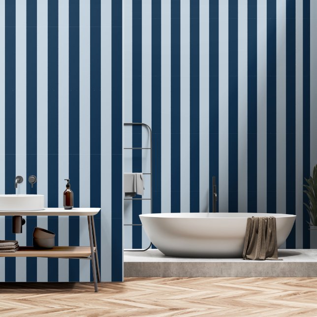 Papel Pintado Azul agitado y azul marino ancho de banda de 4 pul (Baño)