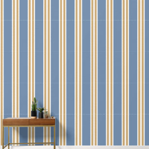 Papel Pintado Azul ahumado y cuadros rugby dobles caqui
