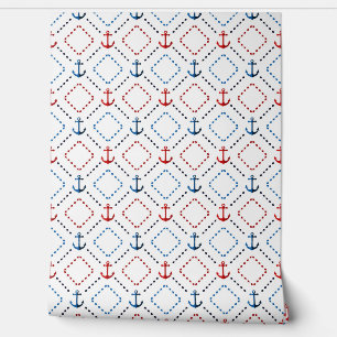 Papel Pintado Azul, anclas rojas, Marina