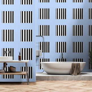 Papel Pintado Azul cielo + franjas blancas negras