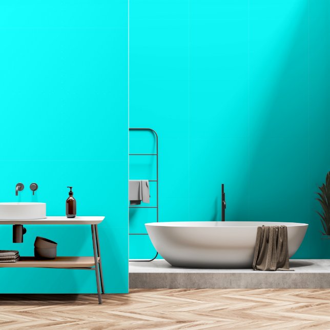 Papel Pintado Azul claro neón 00ffff (Baño)
