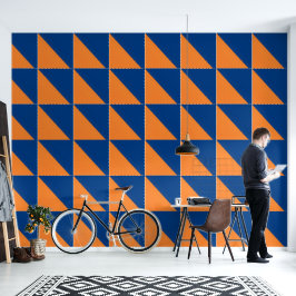 Papel Pintado Azul claro y Naranja