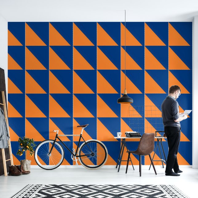 Papel Pintado Azul claro y Naranja (Sala de estar)