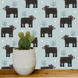 Papel Pintado Azul de oso suave